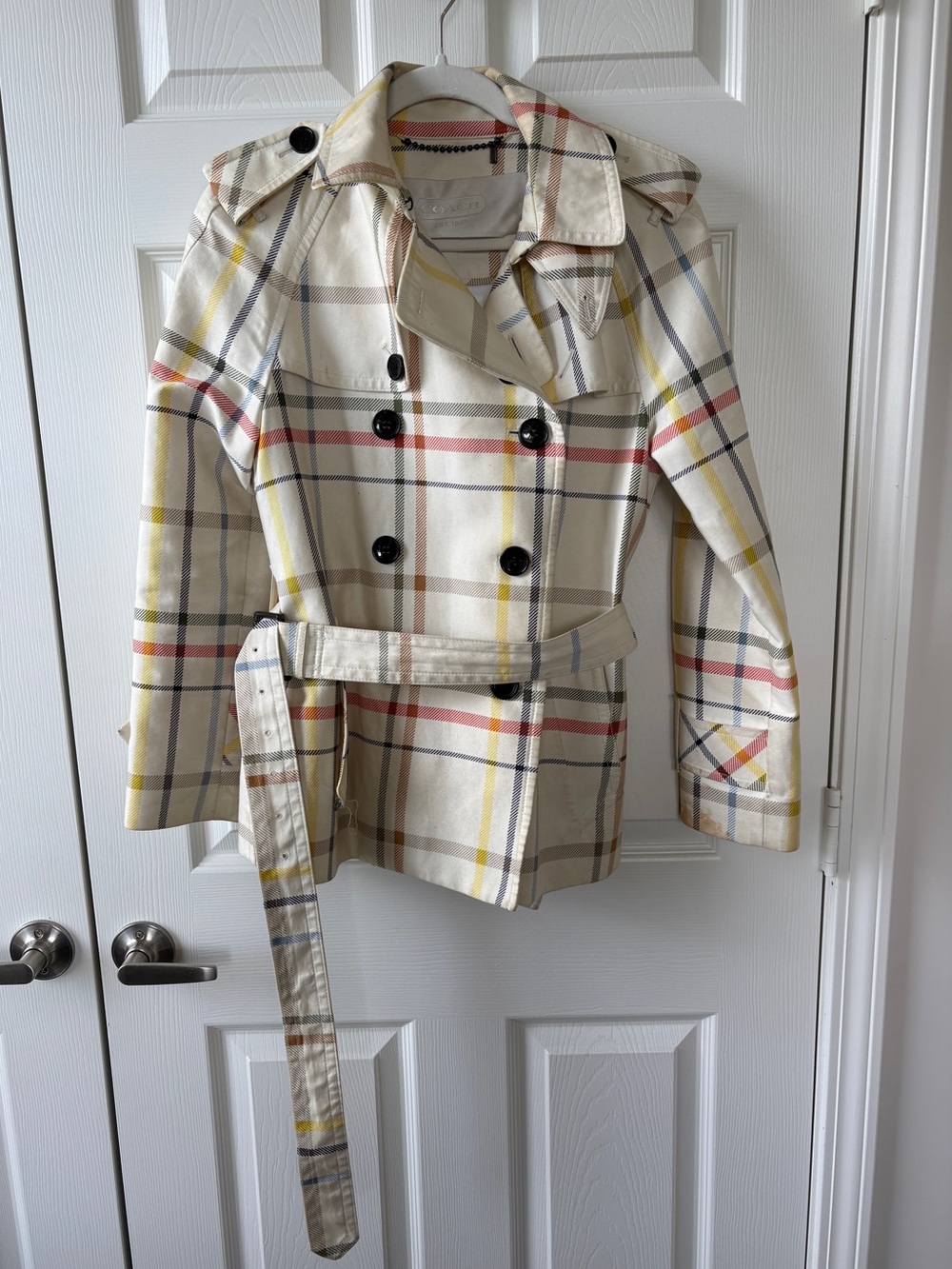 Coach Plaid Trench Coat in size small